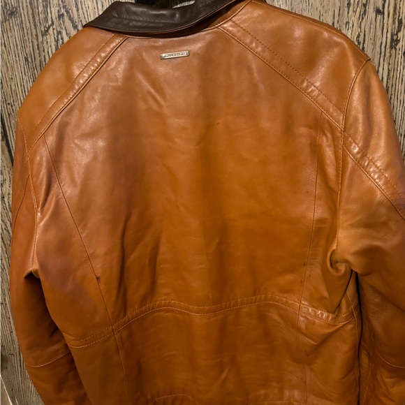 Michael Kors Mens Leather Jacket Brown Cognac Zipper Moto Mens Med - Picture 3 of 10